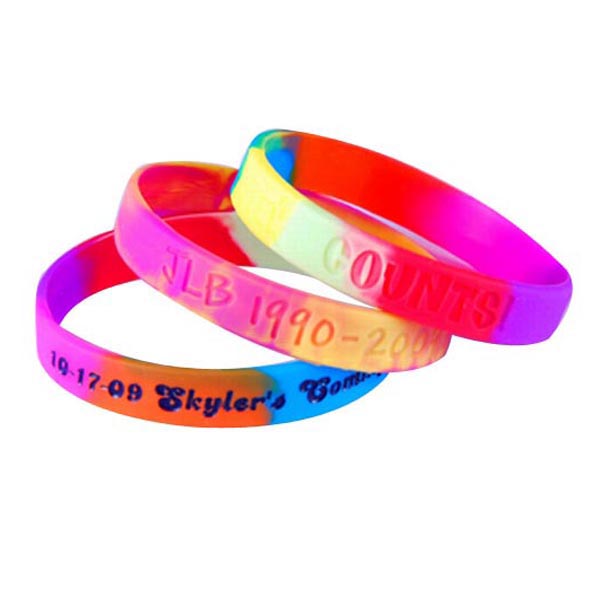 sectional silicon wristband with ink filled debossed logo | EVPW5169